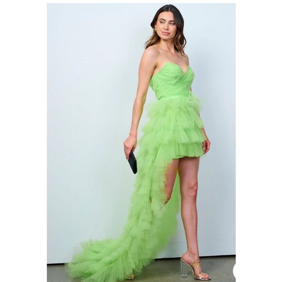 Neon Green Tulle Hi-Lo Dress - Picture 5 of 5